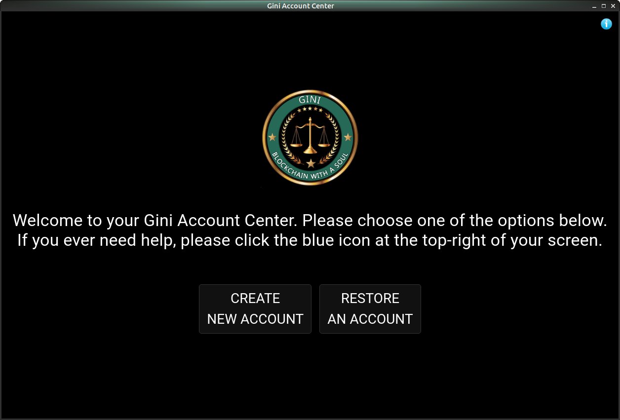 Gini Account Center Welcome Screen