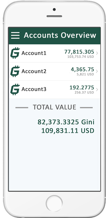 Gini-Mobile-Software-Konten-Übersicht