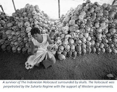 Indonesian Holocaust -- up to 1 million Indonesians murdered by the Suharto Regime.