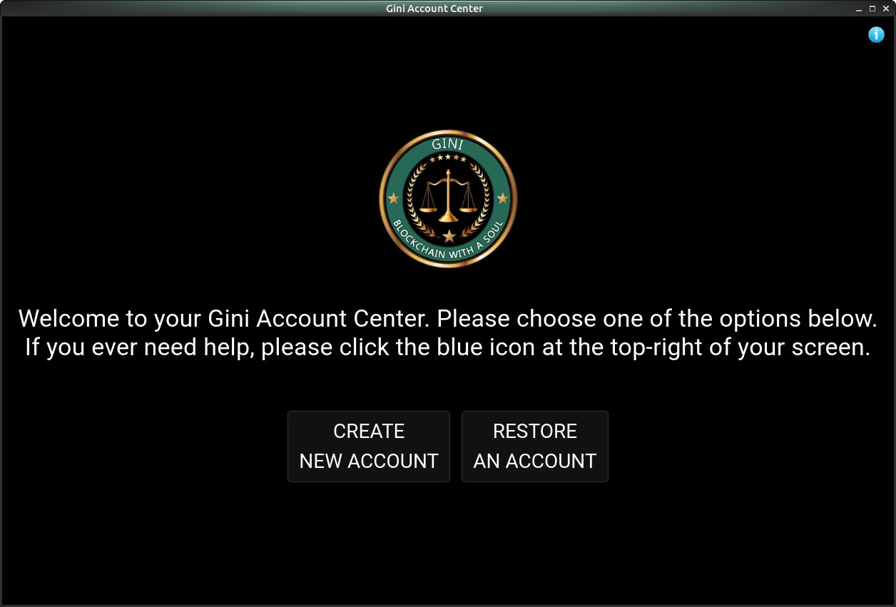 Gini Account Center Welcome Screen